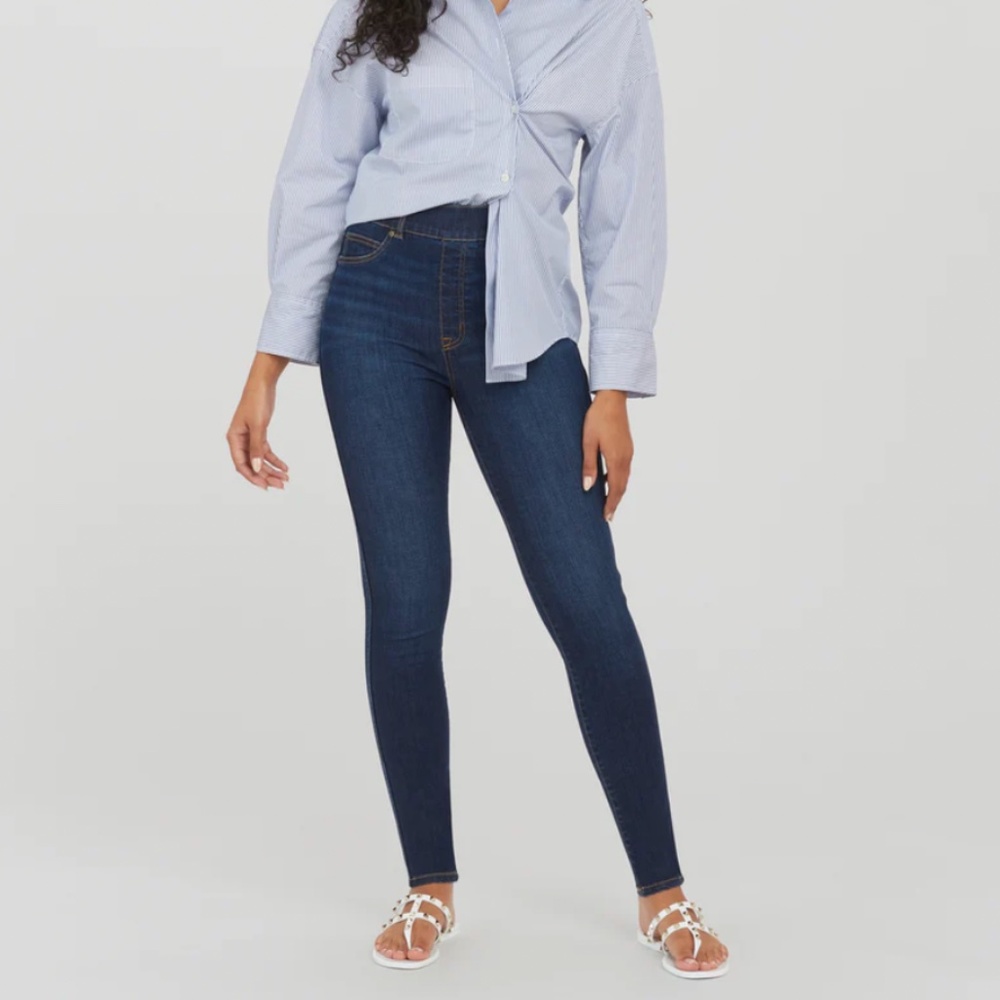 Spanx Ankle Skinny Jeans Petite Midnight Shade Blue